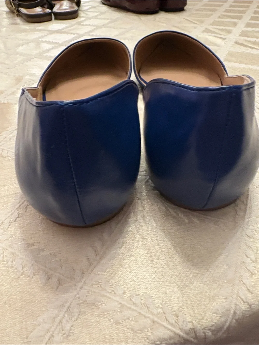 Journee Collection Navy Blue D'Orsay Flats with Tan Insole